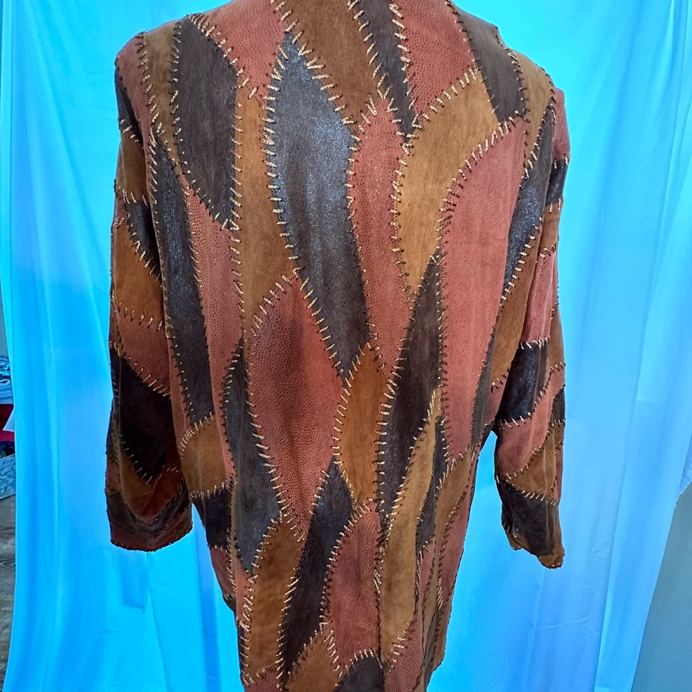 Cyprous Leather Patchwork Open Front Jacket. Vint… - image 7